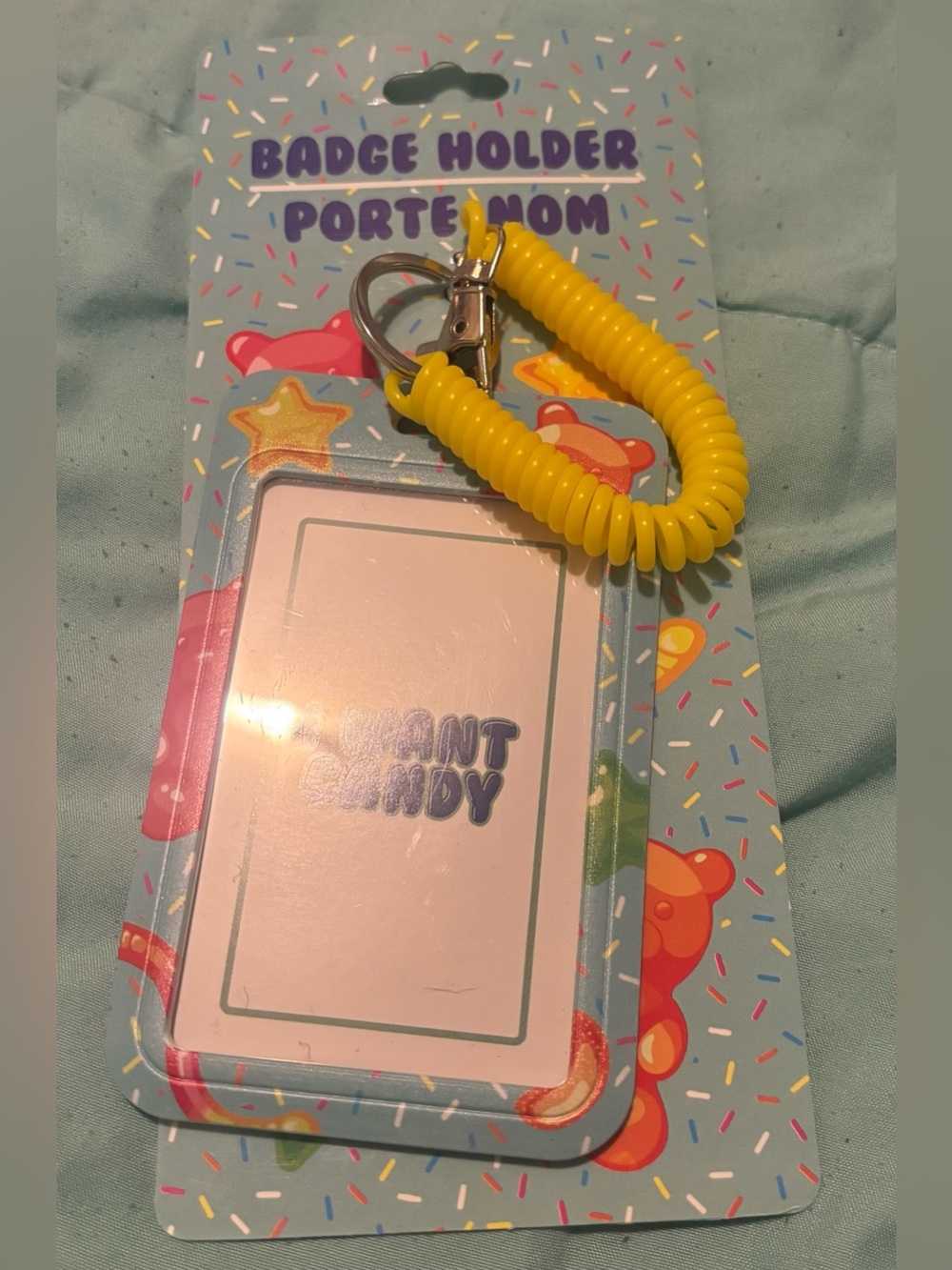 Yellow Spiral Badge Holder with Key Ring -